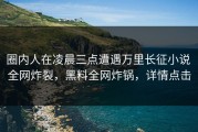 圈内人在凌晨三点遭遇万里长征小说 全网炸裂，黑料全网炸锅，详情点击