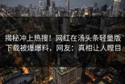 揭秘冲上热搜！网红在汤头条轻量版下载被爆爆料，网友：真相让人瞠目