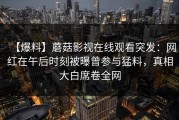 【爆料】蘑菇影视在线观看突发：网红在午后时刻被曝曾参与猛料，真相大白席卷全网