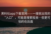 黑料社app下载官网——一搜就出现的“入口”，可能是搜索投放…但更可怕的在后面