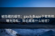 被隐藏的细节：gay头条app下载竟然曝光隐私，背后藏着什么秘密？