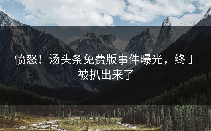 愤怒！汤头条免费版事件曝光，终于被扒出来了