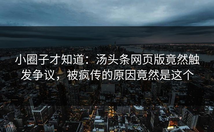 小圈子才知道：汤头条网页版竟然触发争议，被疯传的原因竟然是这个