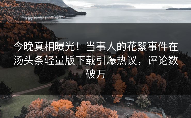今晚真相曝光！当事人的花絮事件在汤头条轻量版下载引爆热议，评论数破万