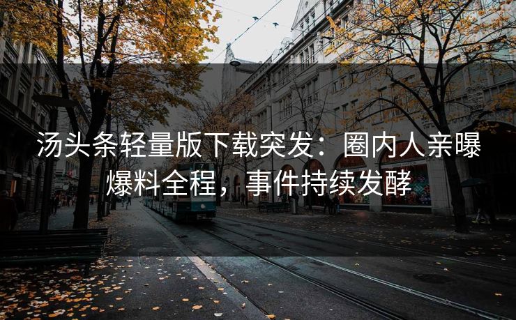 汤头条轻量版下载突发：圈内人亲曝爆料全程，事件持续发酵