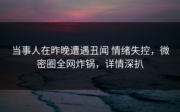 当事人在昨晚遭遇丑闻 情绪失控,微密圈全网炸锅,详情深扒 当事人在昨晚遭遇丑闻 情绪失控,微密圈全网炸锅,详情深扒