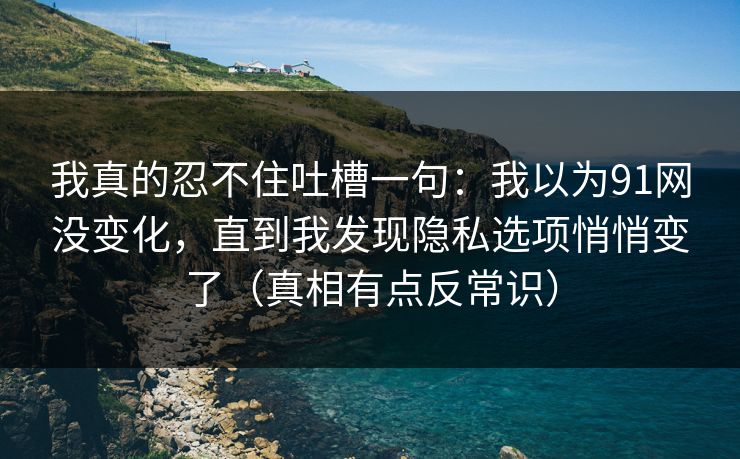 我真的忍不住吐槽一句：我以为91网没变化，直到我发现隐私选项悄悄变了（真相有点反常识）